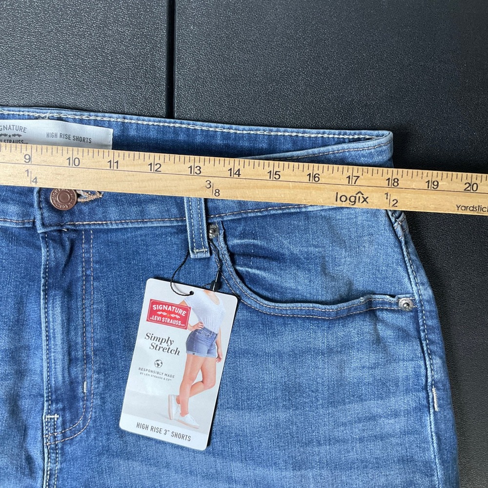 Signature Levi Strauss High Rise Shorts Womens 16 Blue Cotton Simply Stretch NEW - Picture 8 of 12